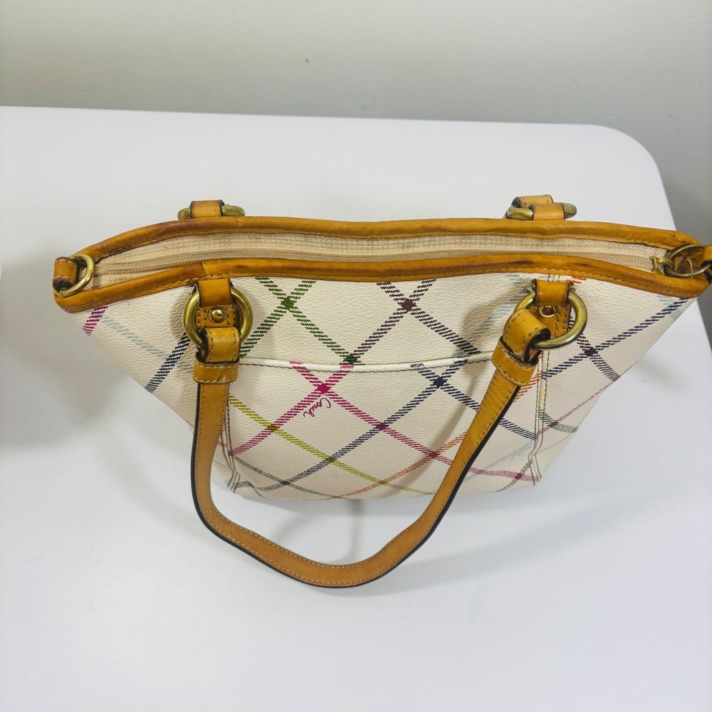Coach Peyton Tattersall Tote Purse Handbag Ivory Plaid Multicolor - Picture 6 of 9